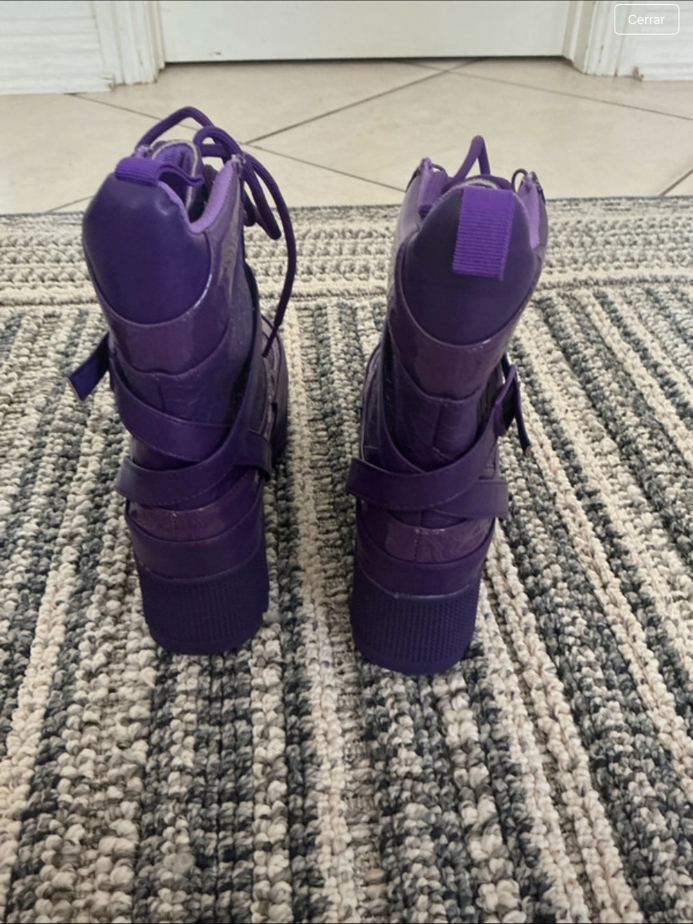 Cape Robbin Purple Lace-Up Chunky Ankle Boots - Picture 7 of 7